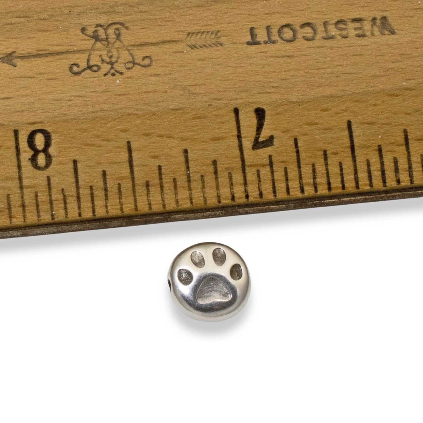 Paw Print Beads 4-Pack Silver Plated Pet Memorial Dog Cat Jewelry Making 9mm