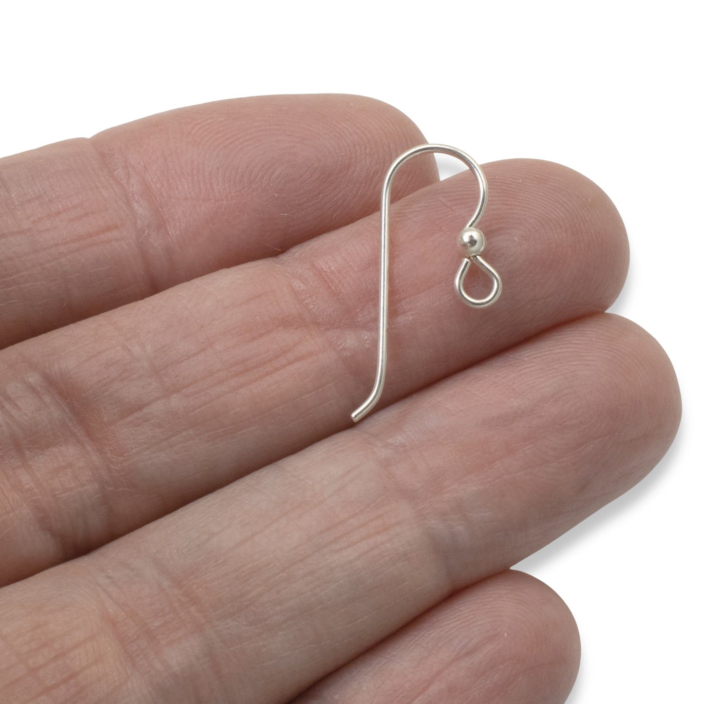 Sterling Silver Ear Wires with 2.5mm Bead 10-Pack, USA Made French Hook Earring Findings