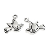 5 Silver Peace Dove Charms, TierraCast Bird Pendant for Nature Jewelry Making