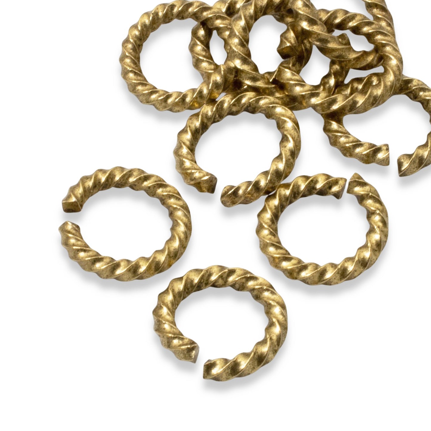 Large Antique Gold Rope Jump Rings: 10-Pack Charm Necklace Connectors