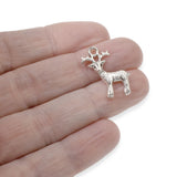 10 Silver Deer Charms, Nature Woodland Animal Pendant for DIY Jewelry & Crafts