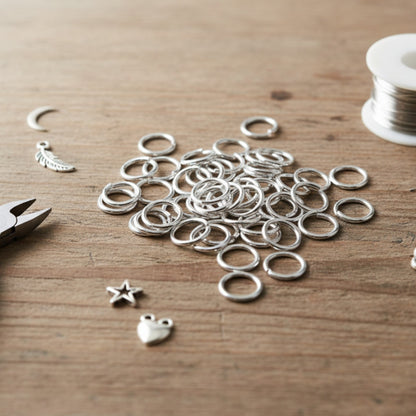 Lightweight Silver Jump Rings, Plated Brass, 8mm 18ga, 50-Pack