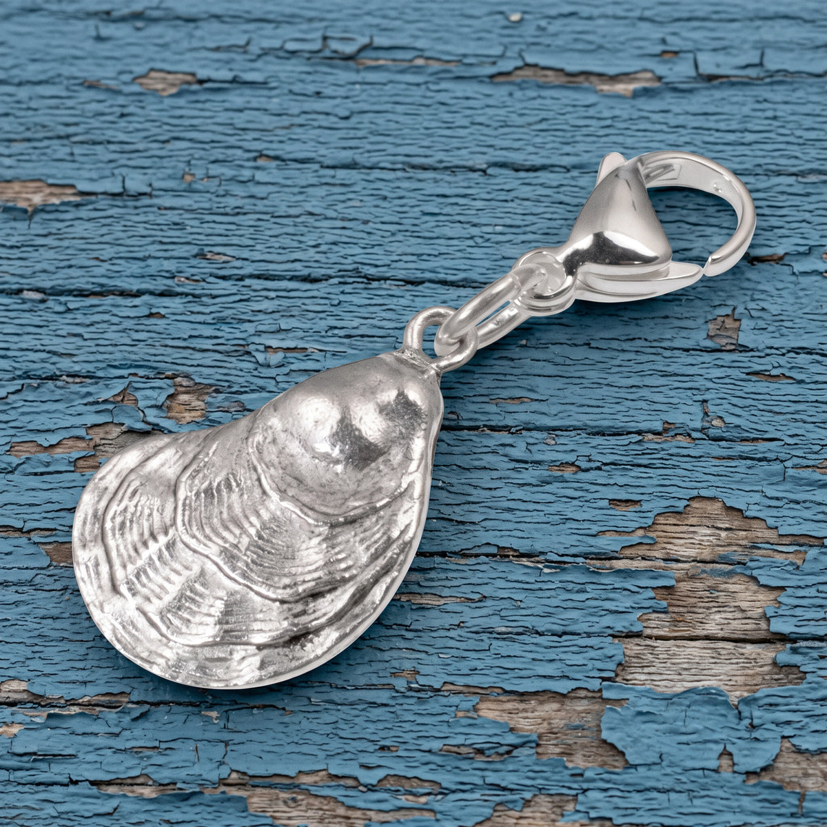 Silver Oyster Clip-On Charm: Coastal Beach Jewelry Necklace Summer Accessory
