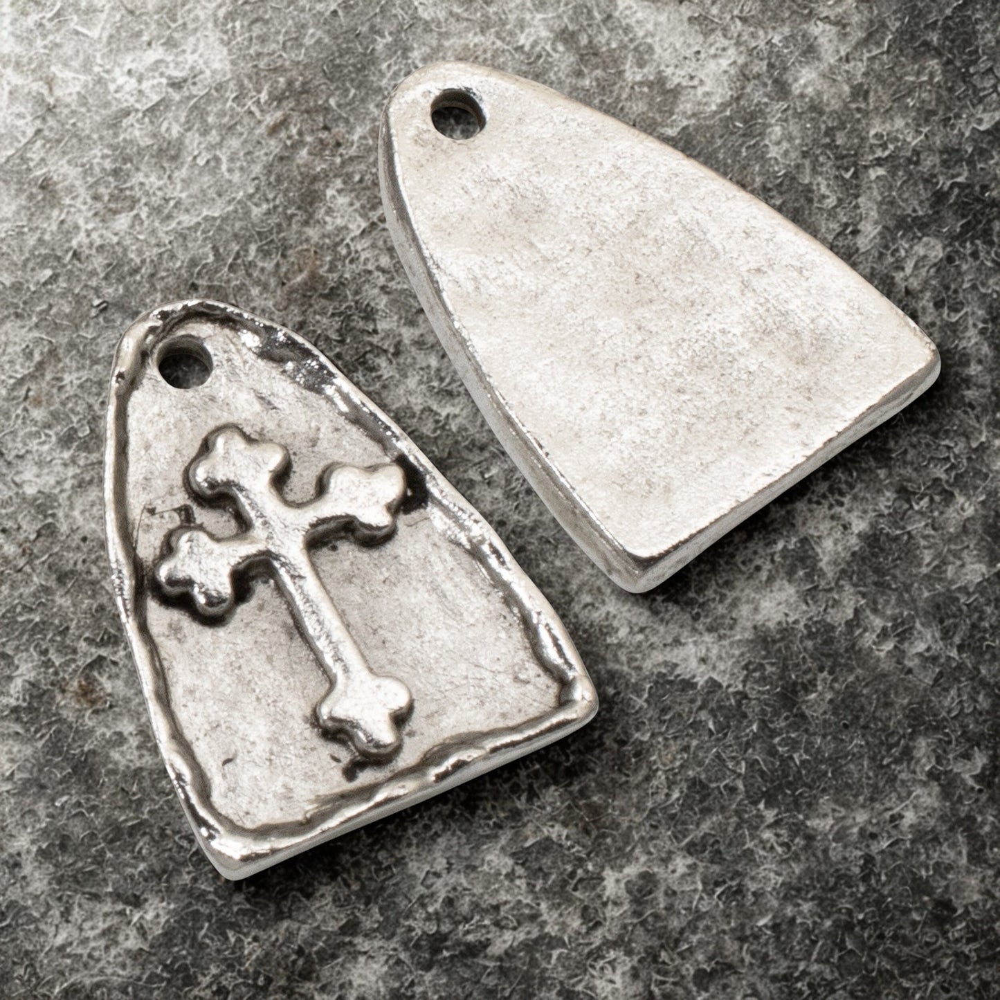 Silver Arch Cross Medallion Charms, Gothic Cross, Religious Pendant, 2-Pack