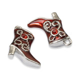 4 Enamel Red Boot Charms + Rhinestones, Eye Catching Boots for Jewelry & Crafts