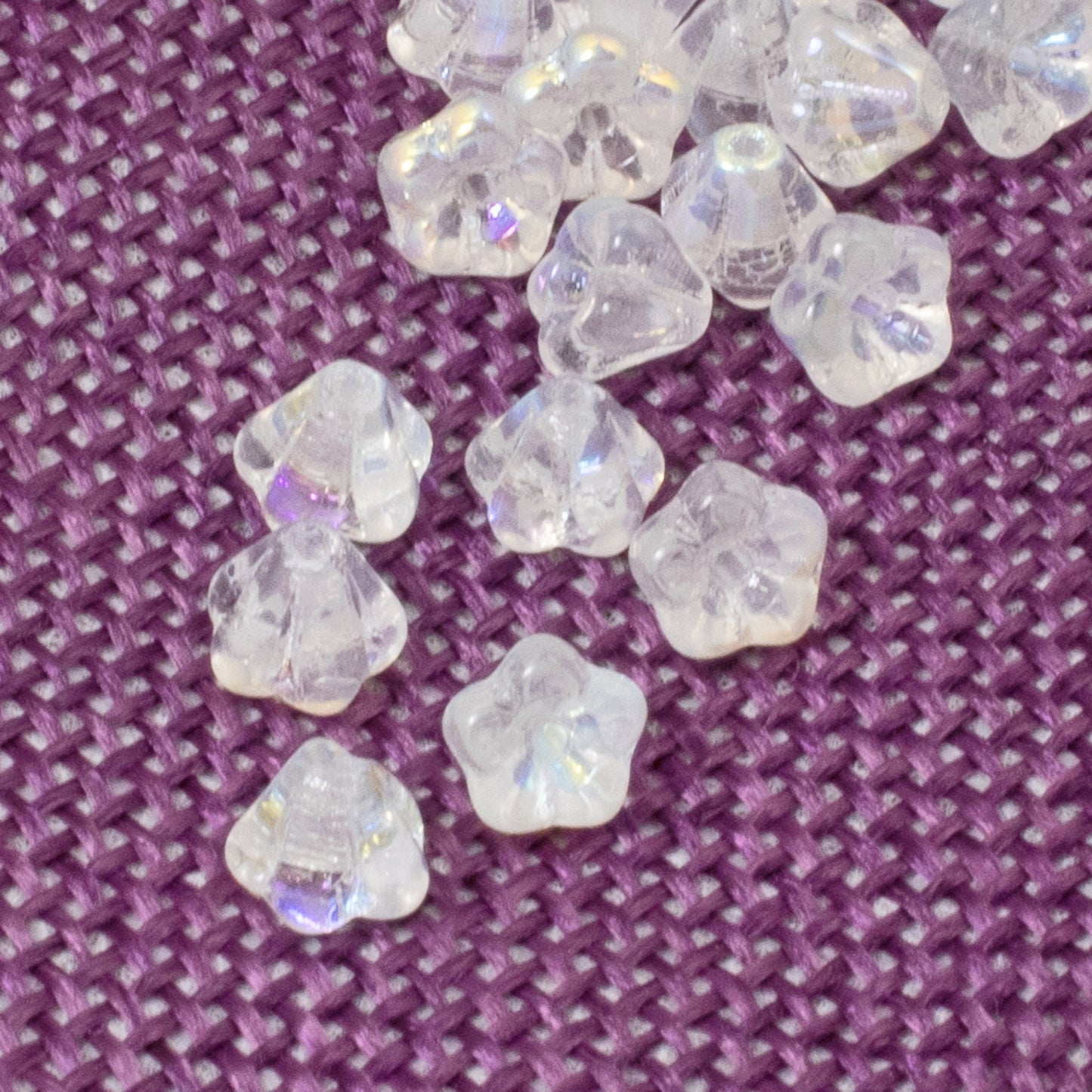 50 Crystal Clear AB Baby Bell Flower Beads, Czech Glass, 4x6mm for DIY Jewelry