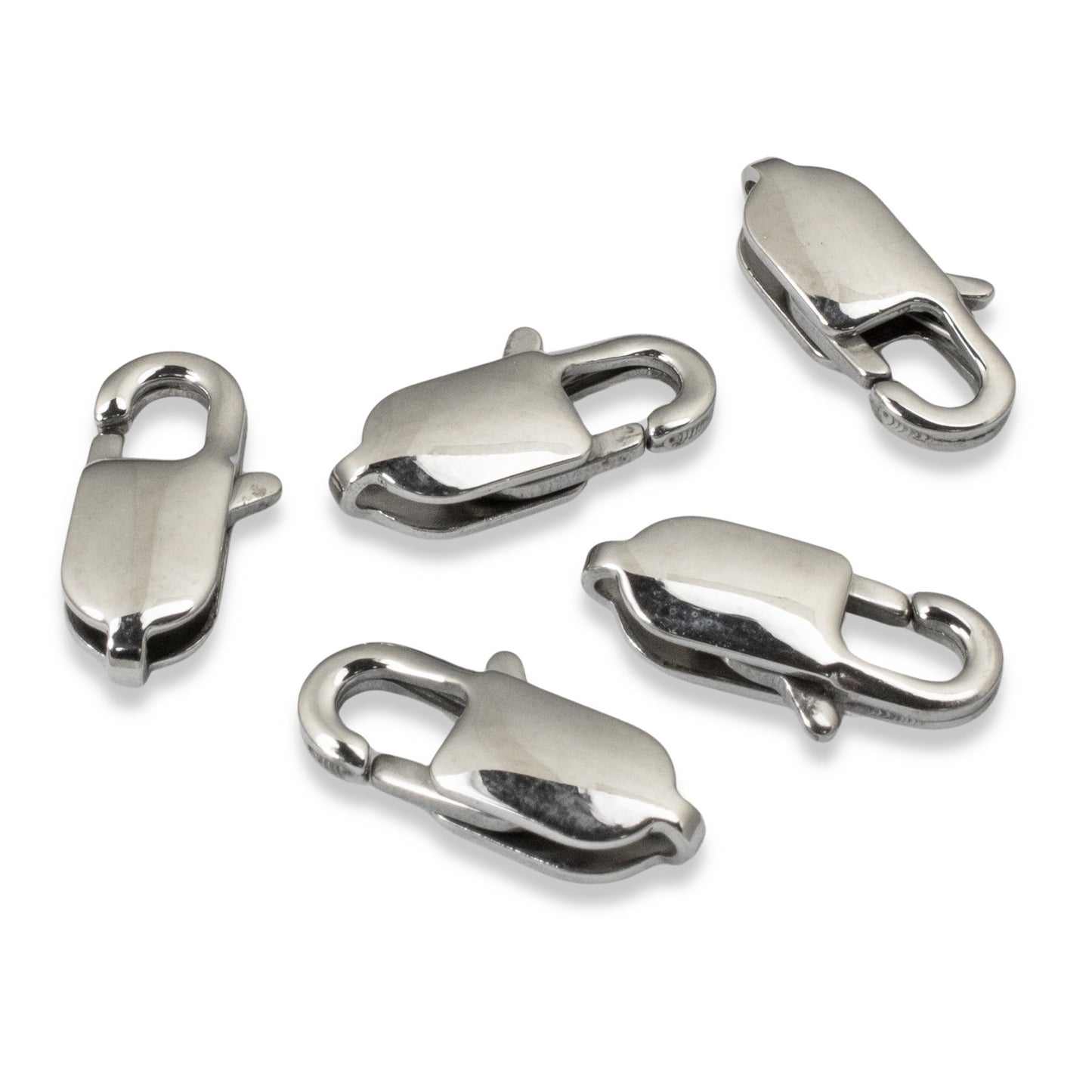 5 Large Oval Silver Stainless Steel Lobster Claw Clasps for DIY Jewelry, 7x18mm