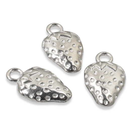 20 Silver Strawberry Charms - Jewelry Crafting Supplies - Gardener, Fruit Lover Gift