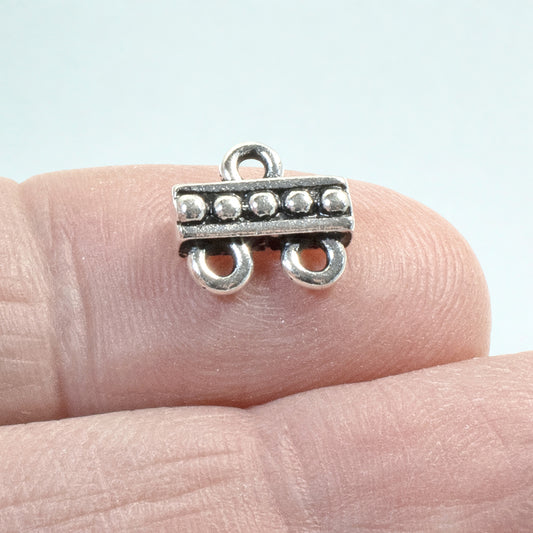 Silver 2 to 1 Beaded Links, 4-Pack Multi-Strand Connectors - TierraCast Design