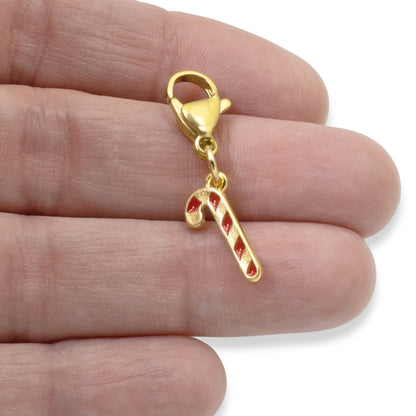 Gold Christmas Stocking Clip-On Charm, Holiday Bracelet Charm, Festive Accessory