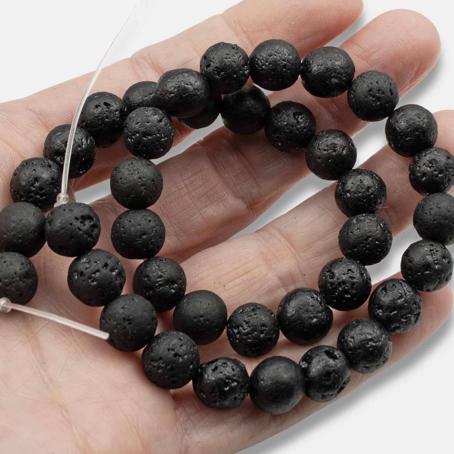 Black Lava Rock Beads 10mm: Natural Volcanic Stone, Round Textured Beads, 15" Strand