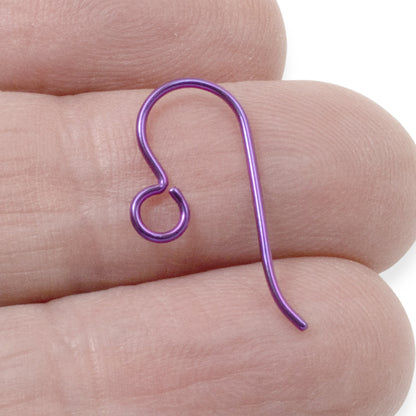 10 Premium Purple Niobium Ear Wires - Hypoallergenic Earring Hooks - USA Made