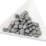 50 Concrete Grey Tile Mini Beads, 5mm Square 2-Hole Czech Glass Beads
