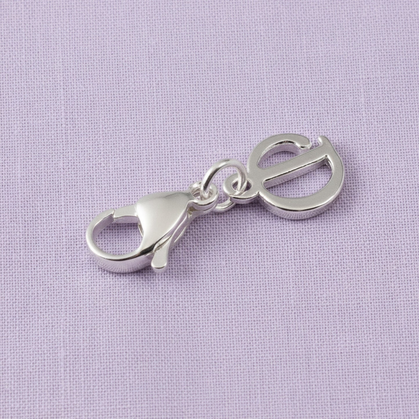 Silver Cursive Letter D Clip On Charm: Script Initial Dangle Lobster Clasp Personalized Journal Bracelet