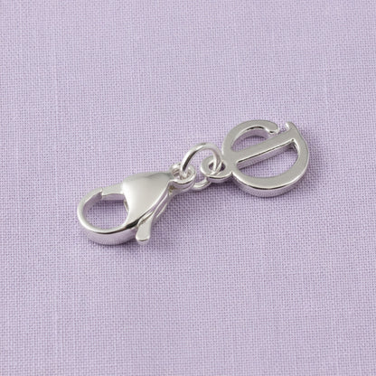 Silver Cursive Letter D Clip On Charm: Script Initial Dangle Lobster Clasp Personalized Journal Bracelet