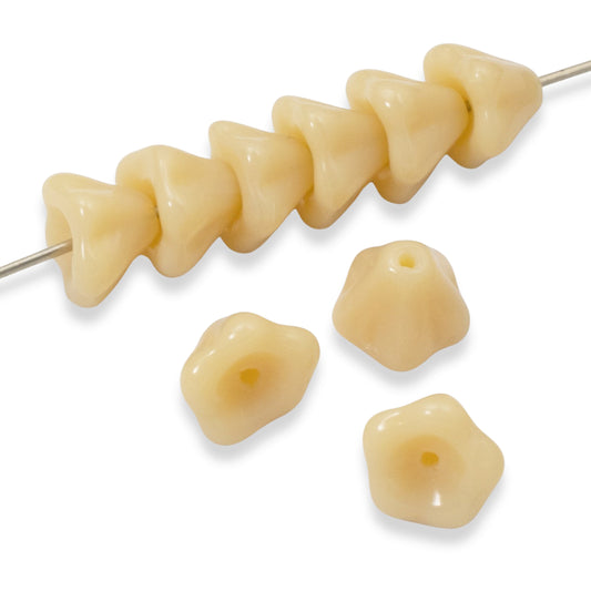 25 Butterscotch Bell Flower Beads - 6x8mm - Czech Glass for Jewelry Making