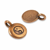 2 Copper Round Yin Yang Charms - TierraCast Pewter Charm - For Leather Cord