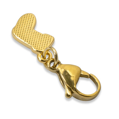 Gold Christmas Stocking Clip-On Charm, Holiday Bracelet Charm, Festive Jewelry