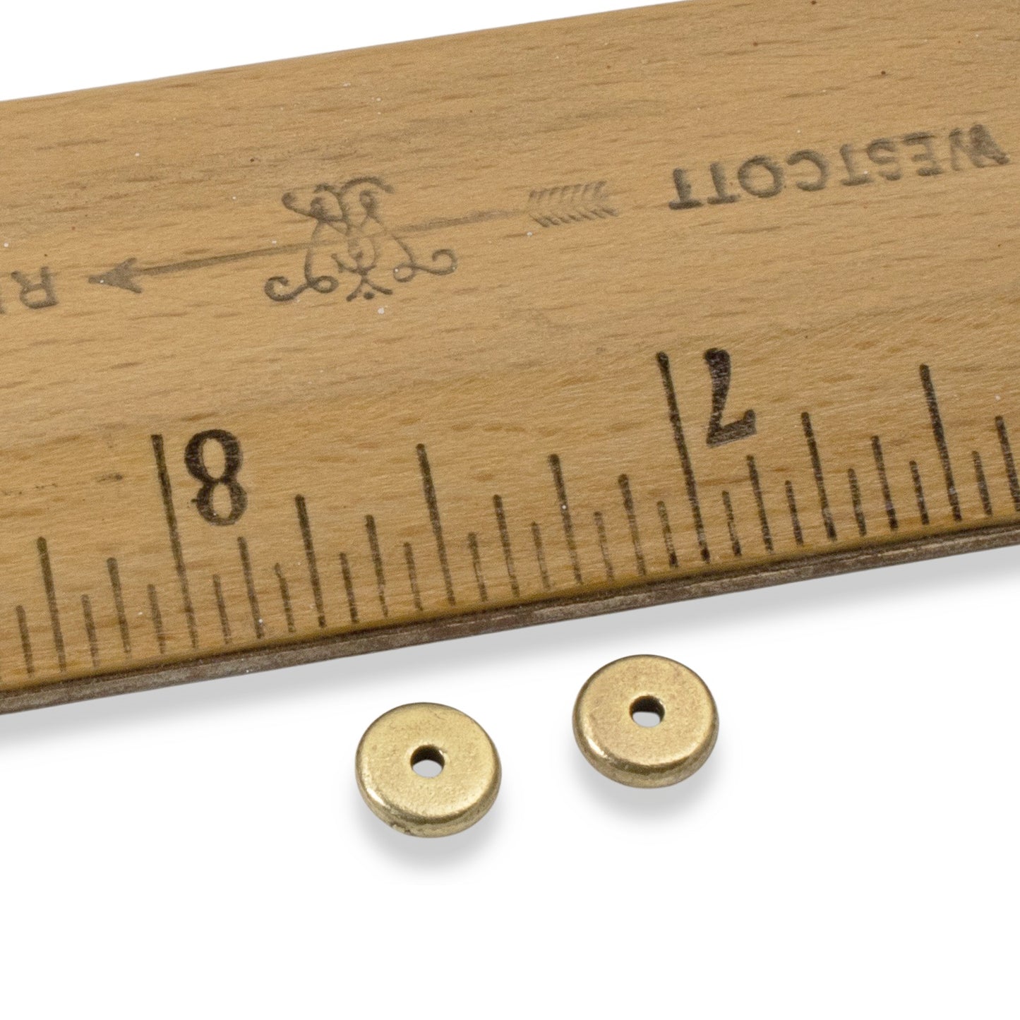 Antique Brass Disk Spacers 25-Pack, 7mm TierraCast Beads, Contemporary DIY Jewelry, Heishi Style