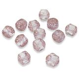 12 Faceted 8mm Crown Cathedral Beads - Clear & Pink + Bronze Ends - Czech Glass - Jewelry Making