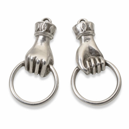Hand Holding Ring Connector, Silver Customizable Charm Holder, Versatile 2-Pack