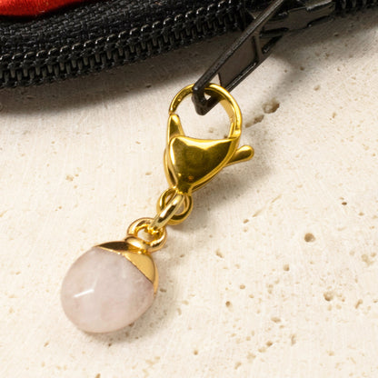 Dainty Rose Quartz Clip-on Charm - Pale Pink Bag Charm - Jewelry Accessory