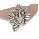 20 Owl Charms, Silver Metal Flying Owl Pendant, Bird Charms for Jewelry Making