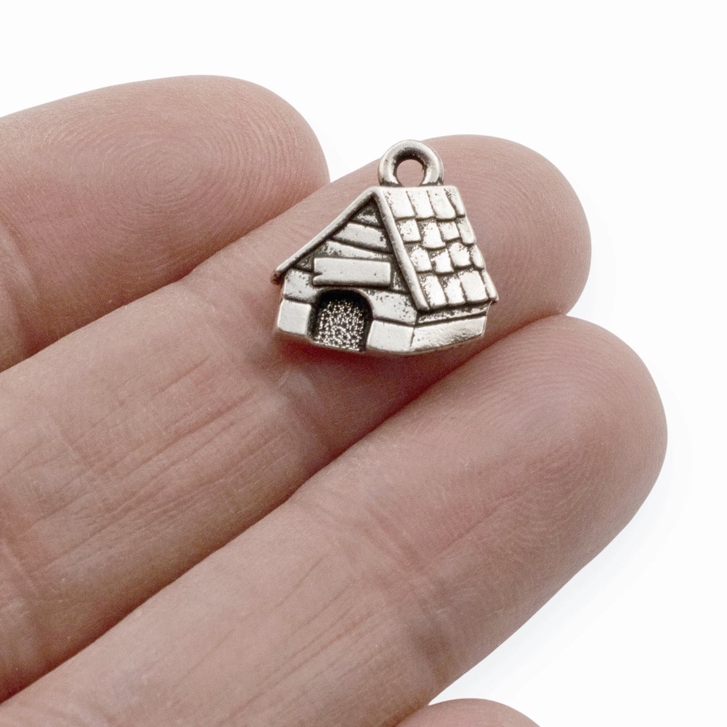 TierraCast Dog House Charms - Silver Pewter Pet Lover Jewelry Components 2 Pack