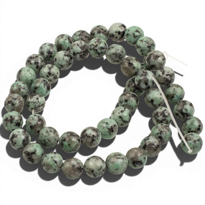Sesame Jasper Beads: Sage Green 8mm Round Natural Stone 15-Inch Strand 48Pcs