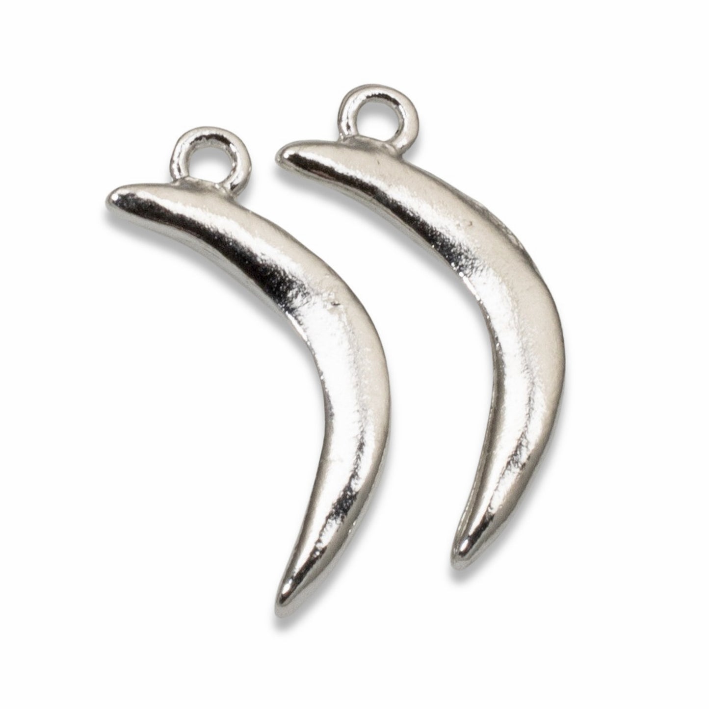 Primitive Moon Charms Silver: Celestial Crescent Sterling Jewelry Making 2-Pack