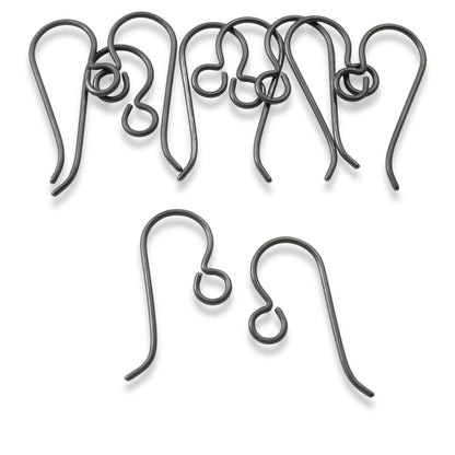 10 Premium Black Niobium Ear Wires - Hypoallergenic Earring Hooks - USA Made