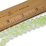50 Light Green & Clear Crackle Beads -8mm Round - Two Tone Glass Beads
