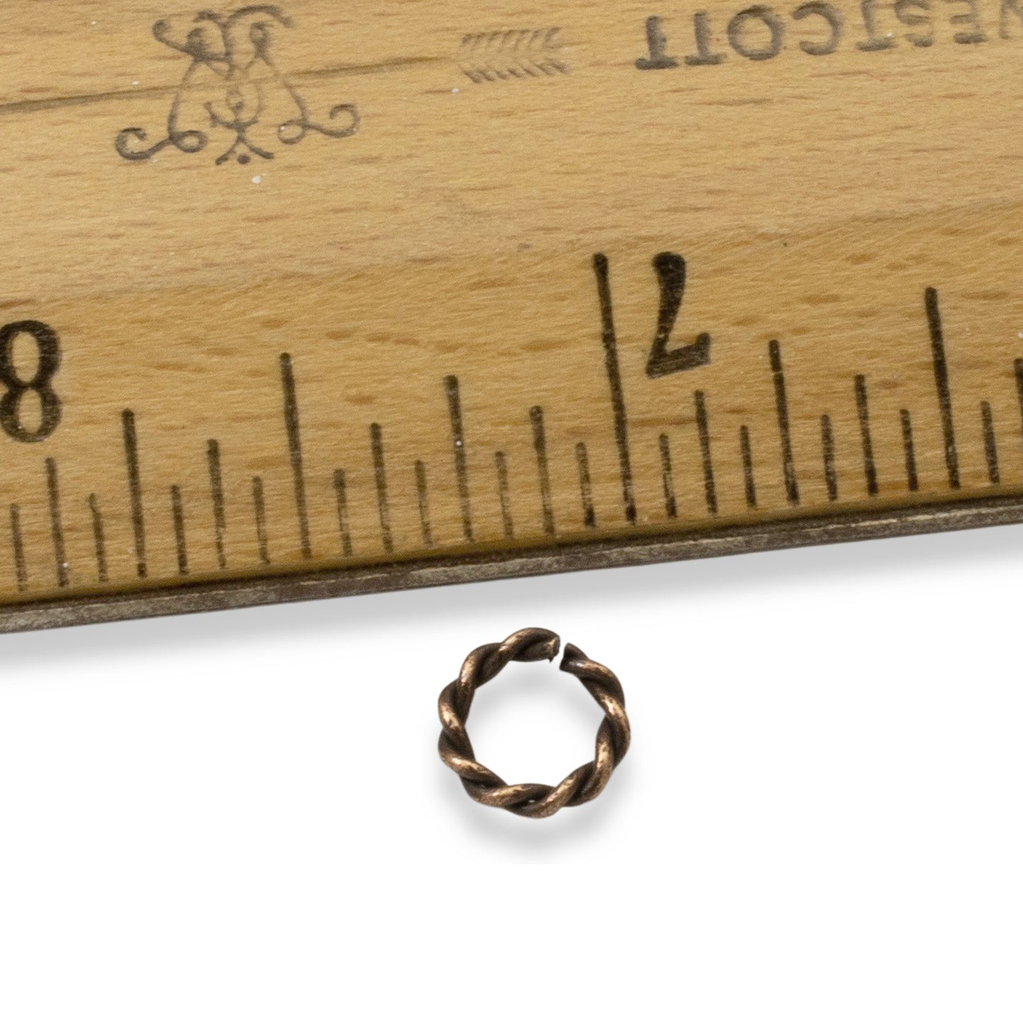 Mini Rope Jump Rings Antique Copper 10-Pack, Twisted Wire Connectors, Jewelry-Making Findings