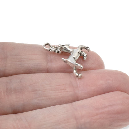 10 Silver Prancing Reindeer Charms - Vintage-Style - Christmas Jewelry & Crafts