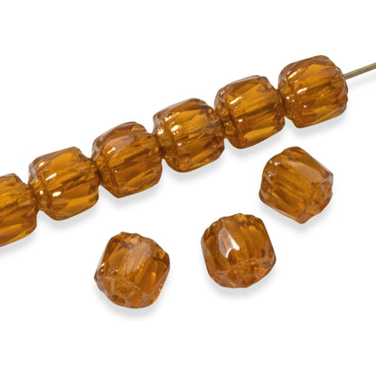 Topaz Faceted 6mm Crown Cathedral Beads, 25-Pack Czech Glass, Premium Jewelry Making Supplies