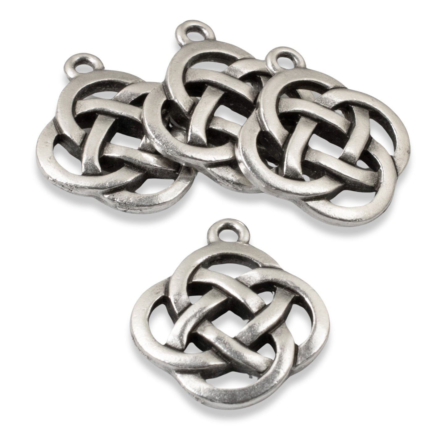 4 Silver Celtic Open Knot Charms, TierraCast Infinity Pendants for DIY Jewelry