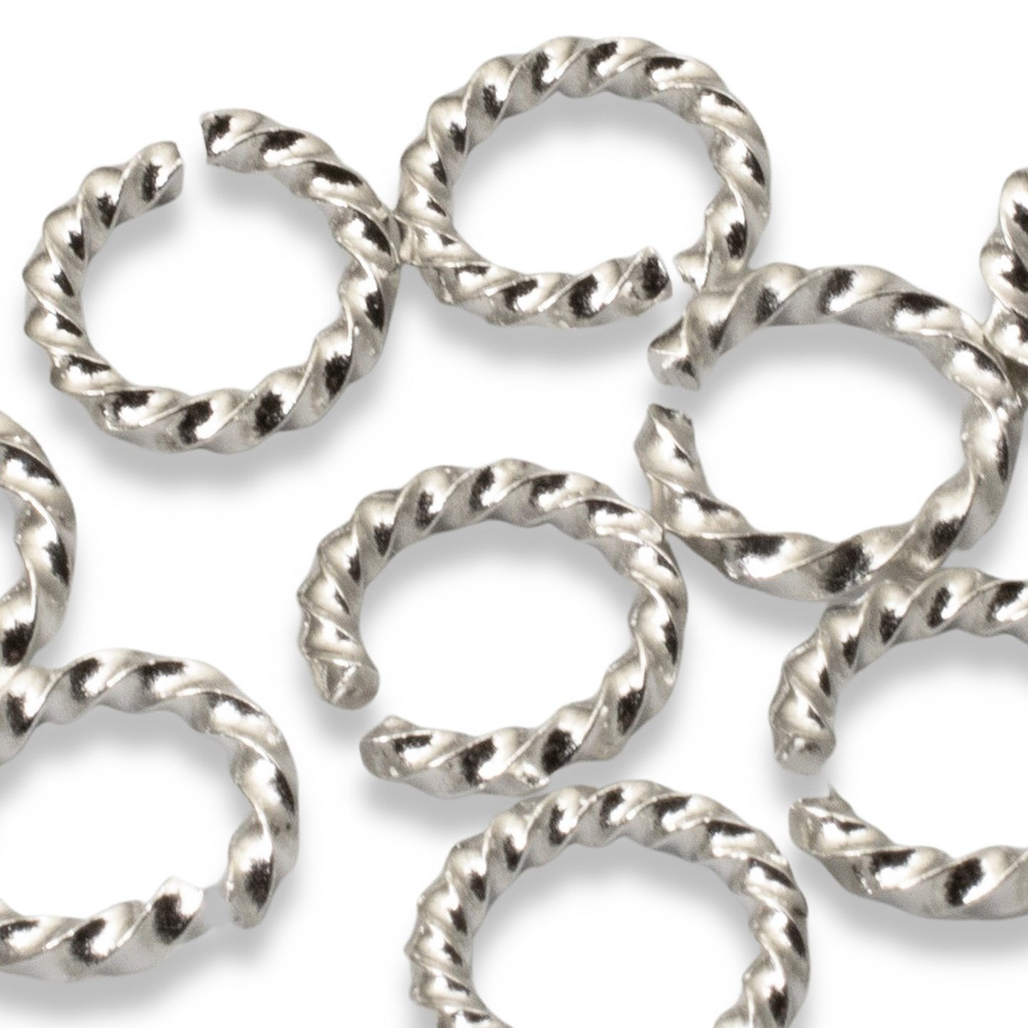 Large Bright Silver Rope Jump Rings: 10-Pack Charm Necklace Connectors