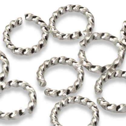Large Bright Silver Rope Jump Rings: 10-Pack Charm Necklace Connectors