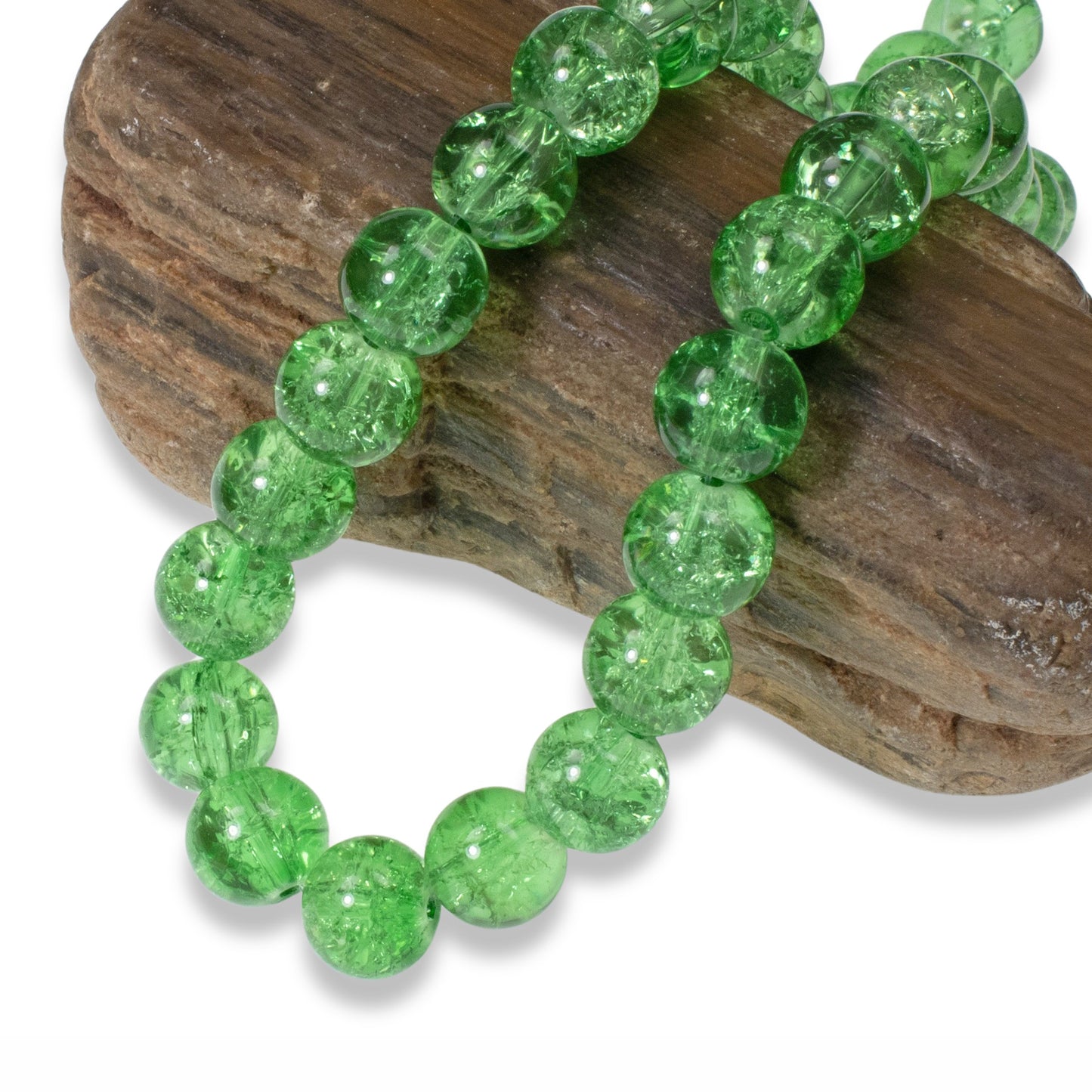 30 Spring Green 10mm Round Glass Crackle Beads for Handmade Jewelry Making