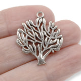 10 Silver Tree Pendants, Metal Organic Tree Nature Charm For Jewelry Making