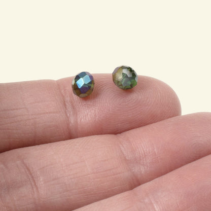 Forest Green Glass Beads - Faceted Rondelle + AB Finish Holiday 50-Pack