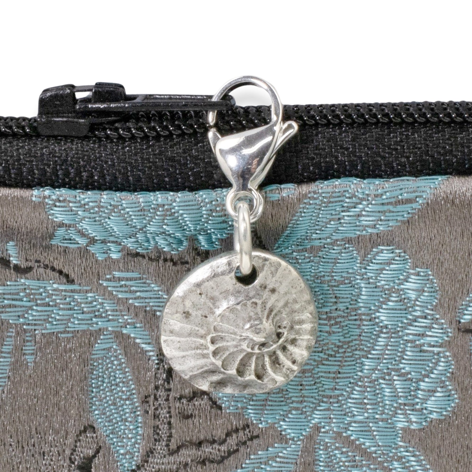 Silver Fossil Clip-on Charm, Prehistoric Purse Accessory