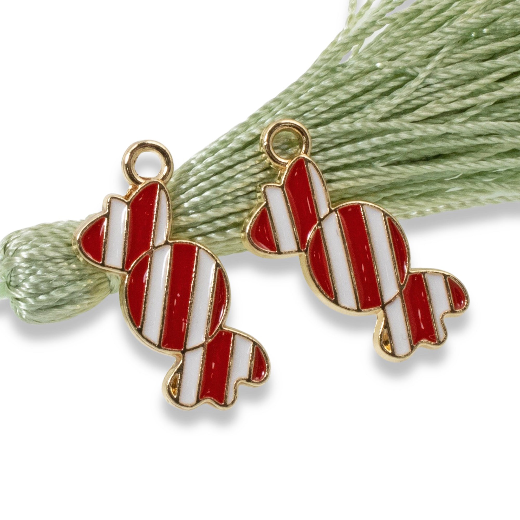 32Pcs 16 Styles Candy Charms Bulk Candy Cane Charm Christmas Candies Alloy  Enamel Red Gold Plated Stick Holiday Dangle Round Charm for Jewelry Making