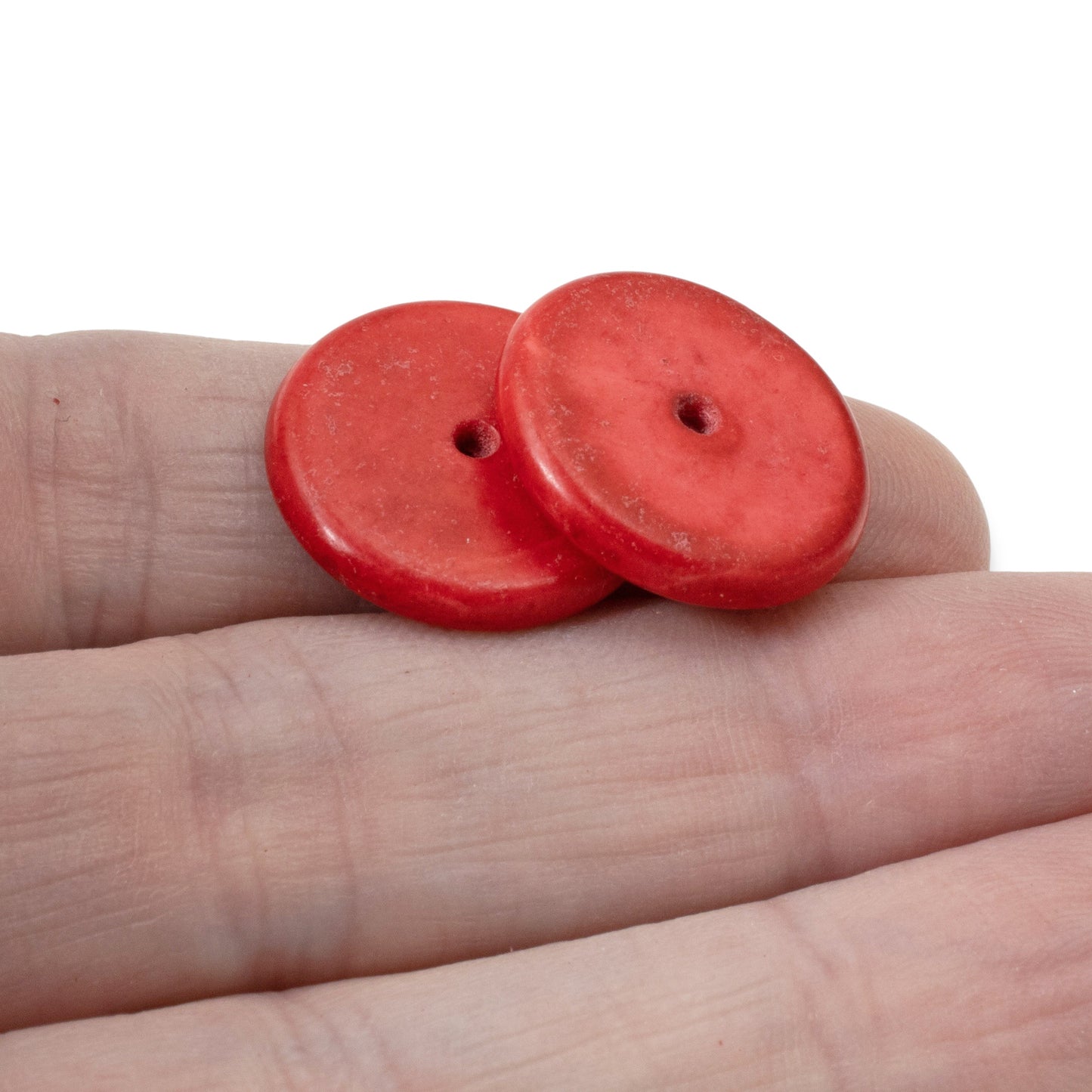 25-Pack 20mm Red Magnesite Beads - Stone Heishi Disk Spacer - DIY Crafts