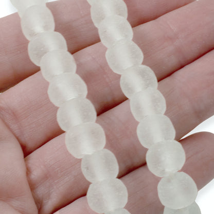 40 Earthy Seafoam Green Glass Beads, Recycled Rustic Style - Boho Jewelry Design