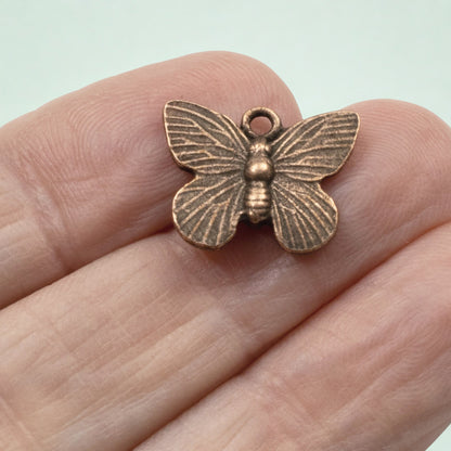 Antique Copper Butterfly Charms, 2-Pack Animal Lover Nature Jewelry, USA Made