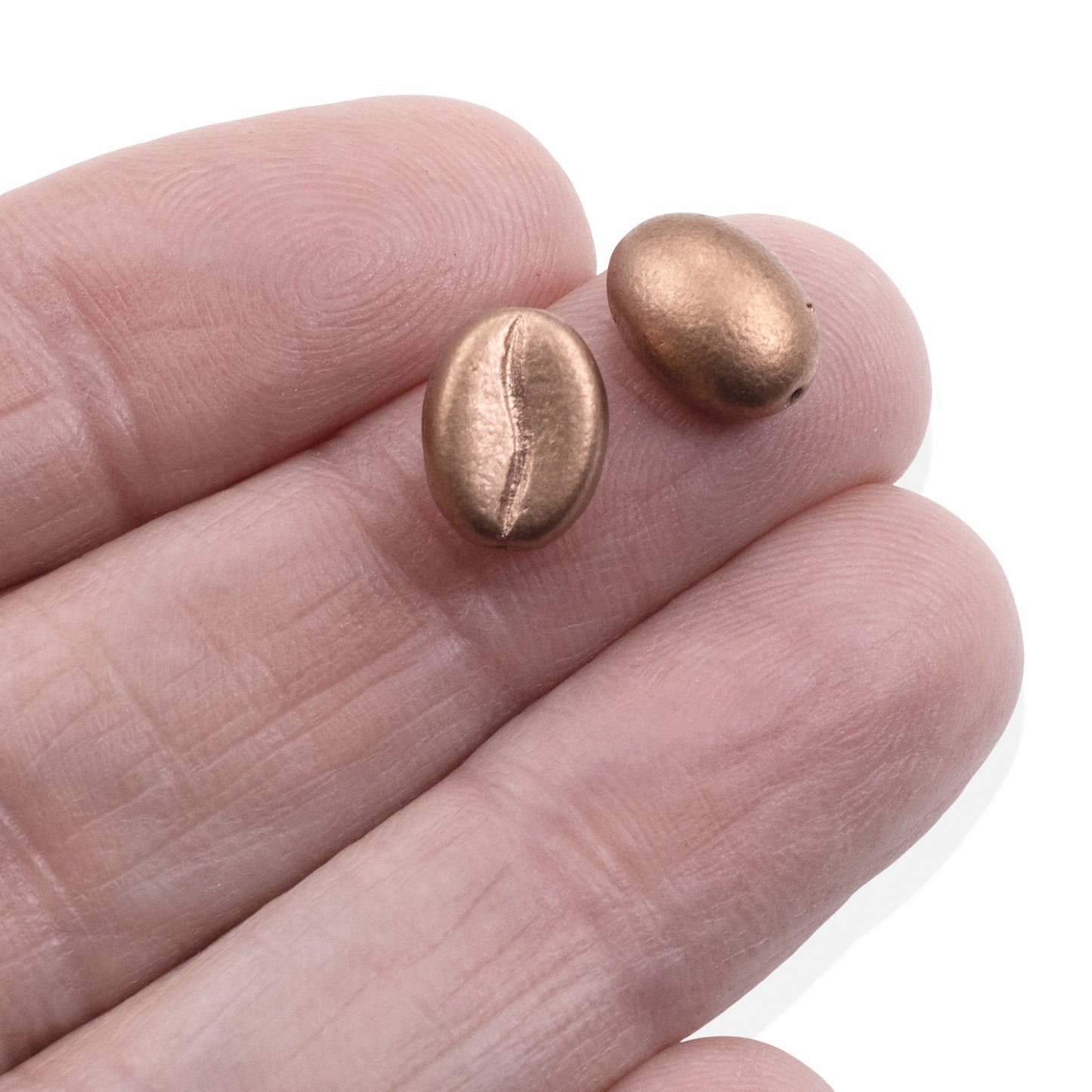 Coffee Bean Beads: Metallic Copper Czech Glass 8mm x 11mm 10 Pack Java Jewelry