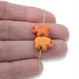 20 Orange Elephant Beads - Small Lucky Elephants - Animal Beads for DIY Jewelry