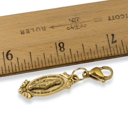 Miraculous Medal Clip On Charm: Gold Virgin Mary Catholic Jewelry Gift
