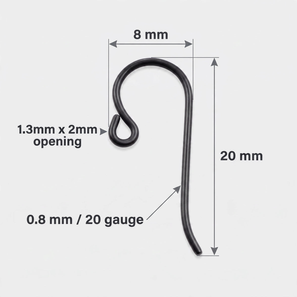 Black Niobium Small Loop Ear Wires 50-Pack: Hypoallergenic Bulk French Hook